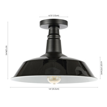 Camila 14" Classic Industrial Indoor/Outdoor Iron LED Semi Flush Mount